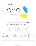 Oval starts with Handwriting Sheet