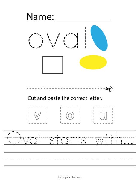 Oval starts with... Worksheet