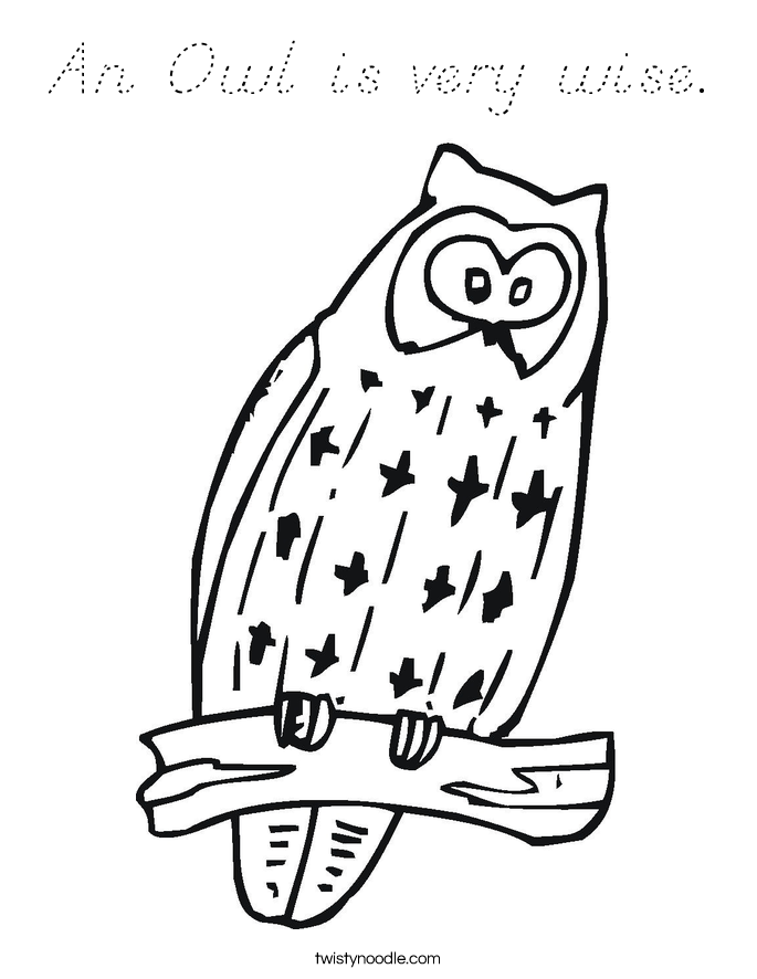 An Owl is very wise. Coloring Page