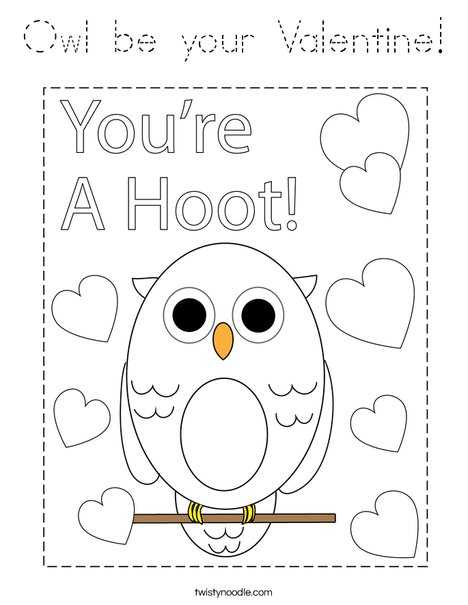 Owl be your valentine! Coloring Page