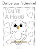 Owl be your Valentine Coloring Page