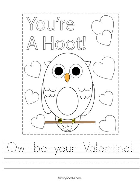 Owl be your valentine! Worksheet