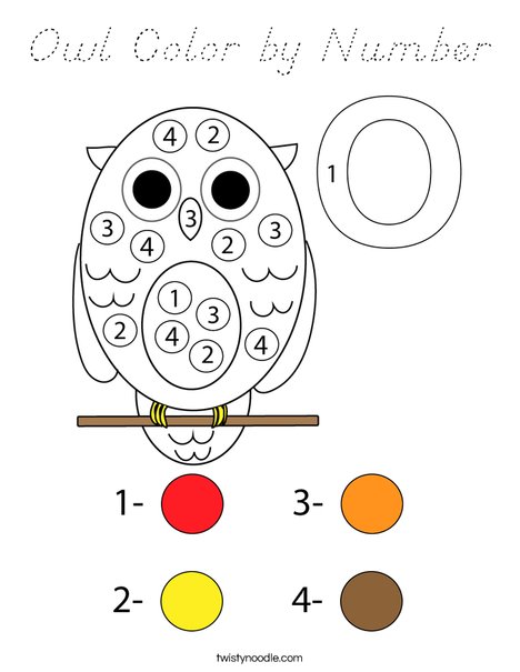 Owl Color by Number Coloring Page