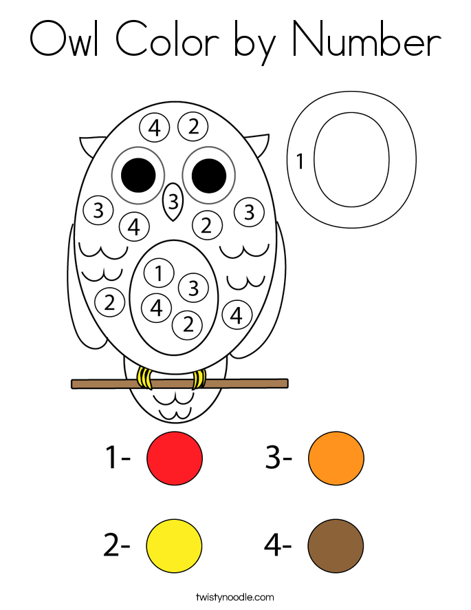 Owl Color by Number Coloring Page
