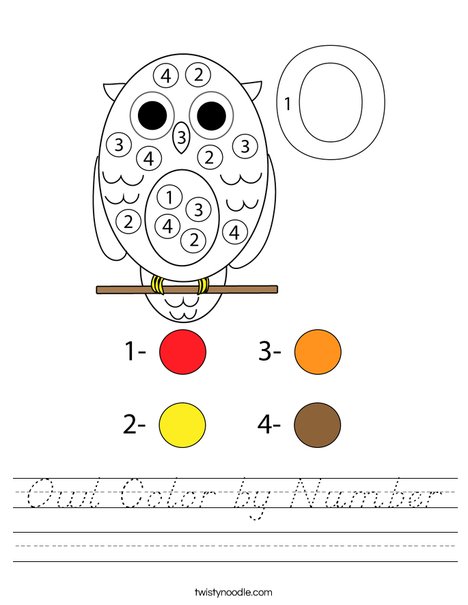 Owl Color by Number Worksheet