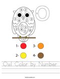 Owl Color by Number Worksheet