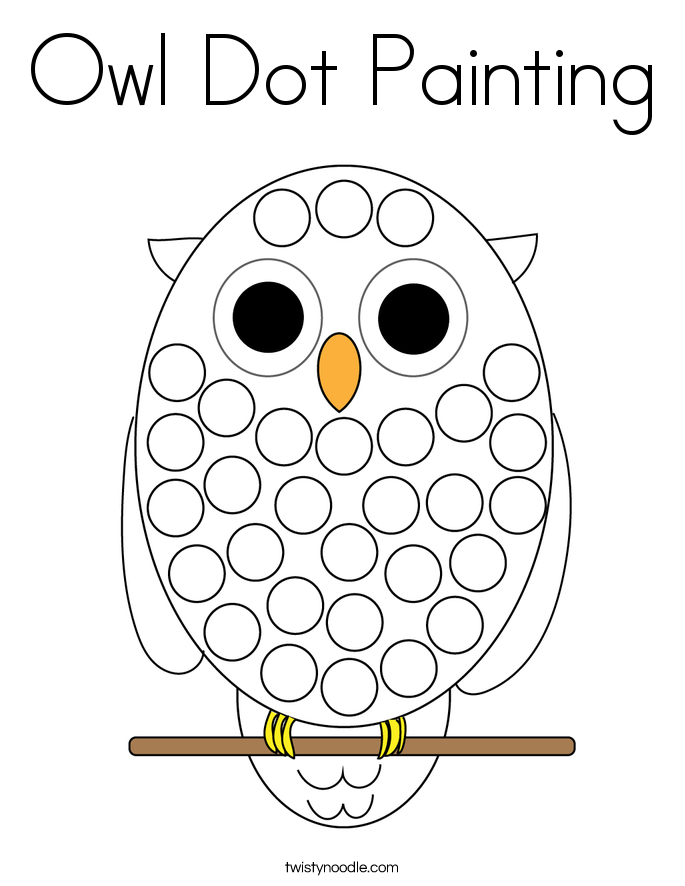 Owl Dot Painting Coloring Page Twisty Noodle   Owl Dot Painting Coloring Page 