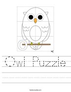 Owl Puzzle Handwriting Sheet