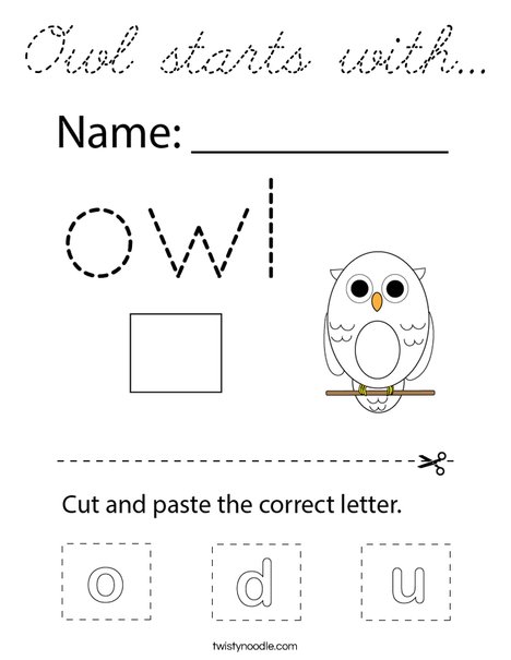 Owl starts with... Coloring Page