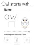 Owl starts with... Coloring Page