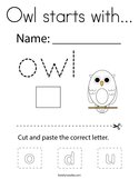 Owl starts with Coloring Page