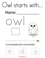 Owl starts with Coloring Page