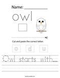 Owl starts with... Worksheet