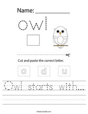 Owl starts with Handwriting Sheet