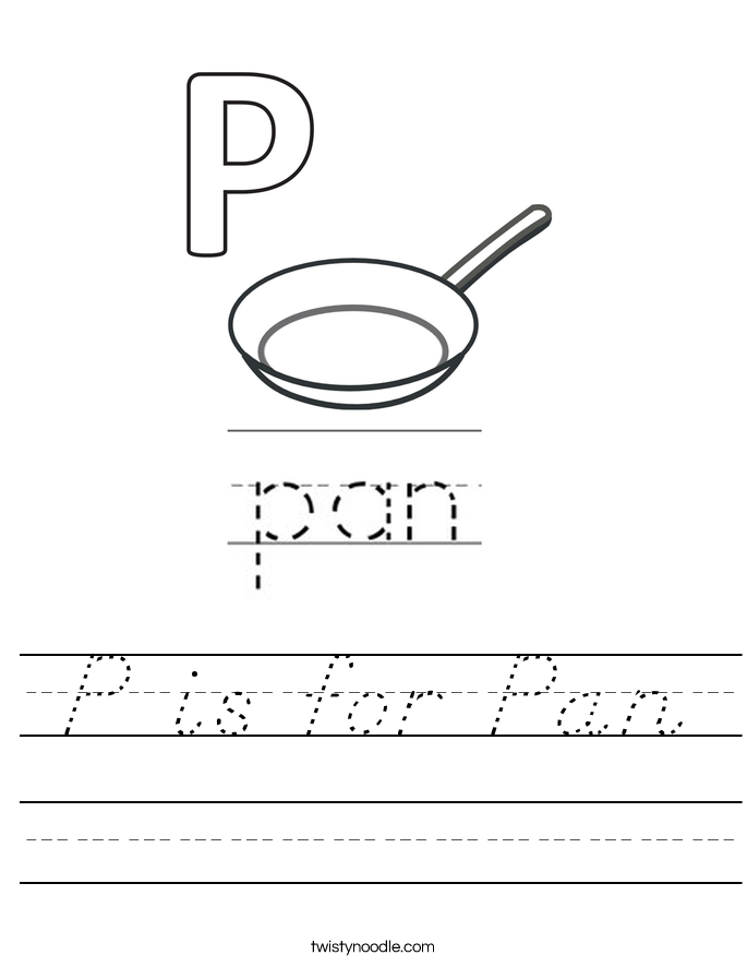 P is for Pan Worksheet