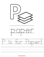P is for Paper Handwriting Sheet