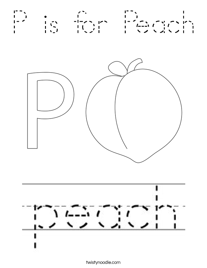 P is for Peach Coloring Page