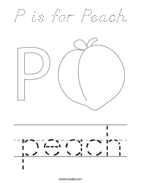 P is for Peach Coloring Page