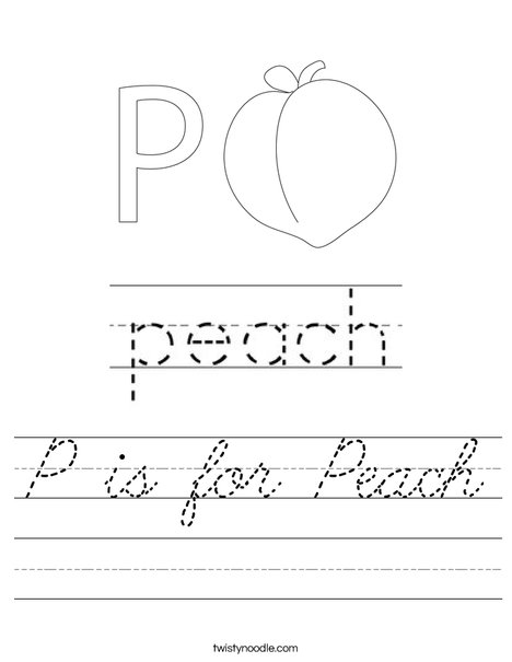 P is for Peach Worksheet