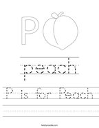 P is for Peach Handwriting Sheet