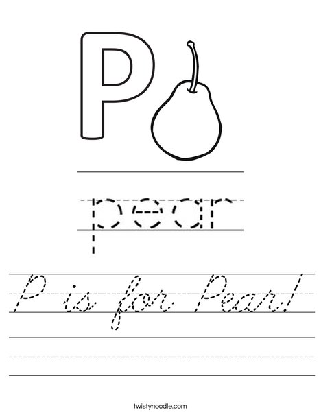 P is for Pear! Worksheet