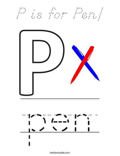 P is for Pen! Coloring Page