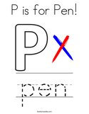 P is for Pen Coloring Page