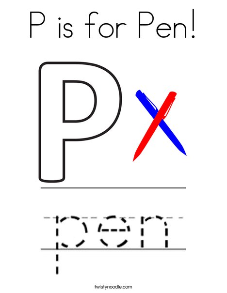 P is for Pen! Coloring Page