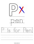 P is for Pen! Worksheet