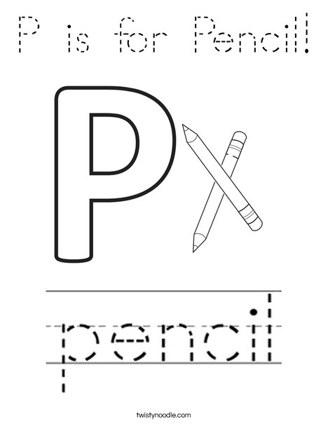 P is for Pencil Coloring Page