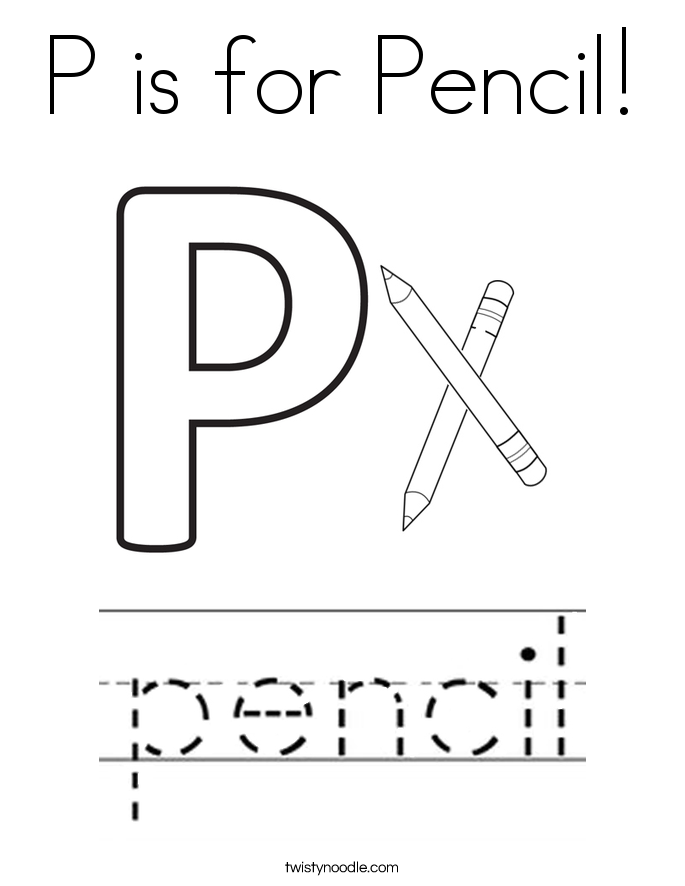 P is for Pencil! Coloring Page
