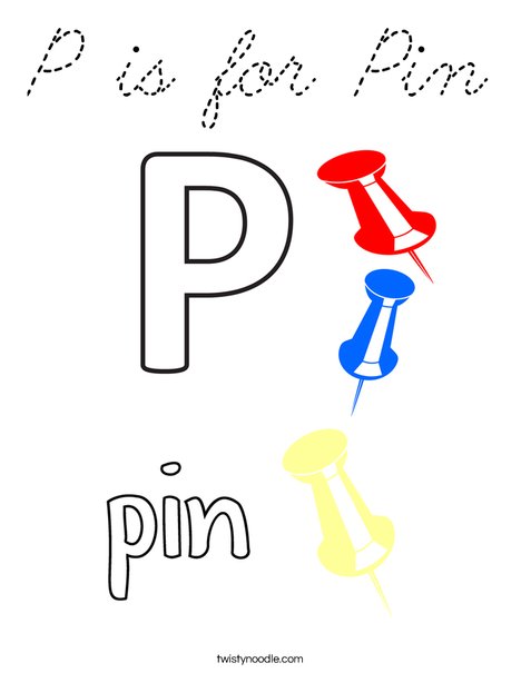 P is for Pin Coloring Page