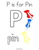 P is for Pin Coloring Page