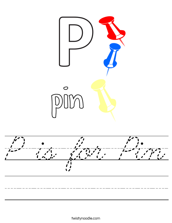 P is for Pin Worksheet