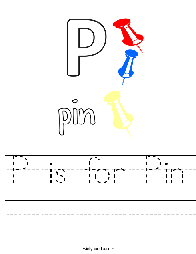 P is for Pin Worksheet