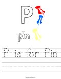 P is for Pin Worksheet