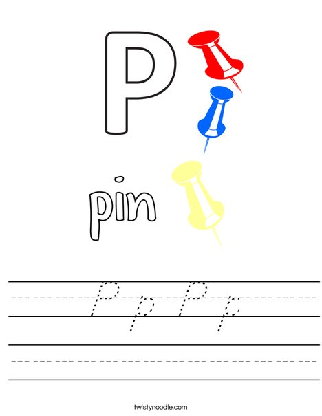 P is for Pin Worksheet