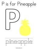 P is for Pineapple Coloring Page