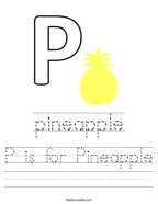 P is for Pineapple Handwriting Sheet