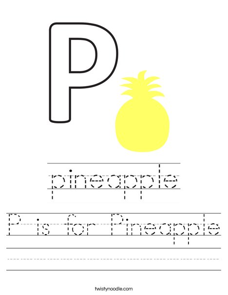 P is for Pineapple Worksheet