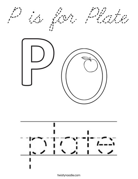 P is for Plate Coloring Page