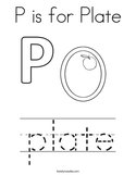 P is for Plate Coloring Page