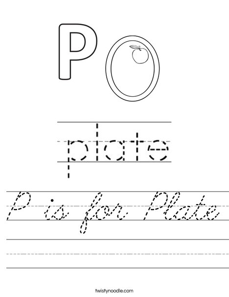 P is for Plate Worksheet