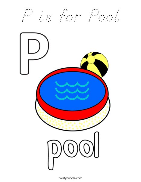 P is for Pool Coloring Page