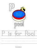 P is for Pool Worksheet