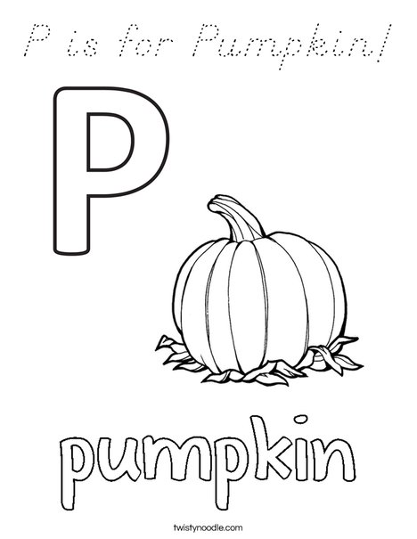 P is for Pumpkin Coloring Page