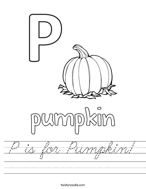 P is for Pumpkin Worksheet