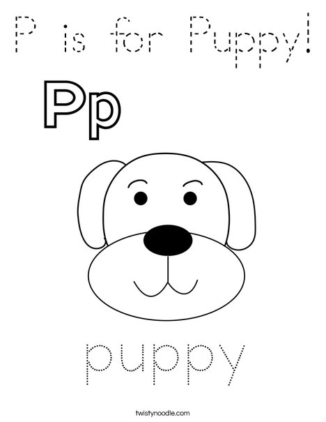 P is for Puppy Coloring Page