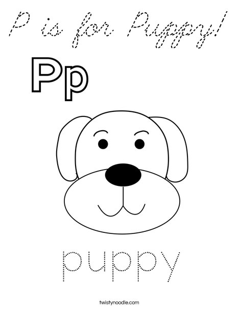 P is for Puppy Coloring Page