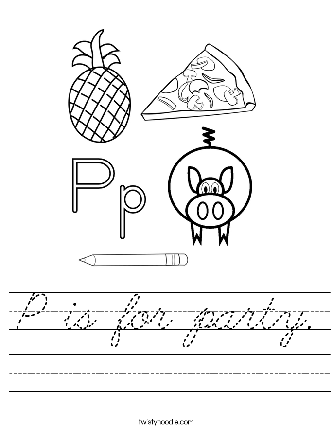P is for party. Worksheet